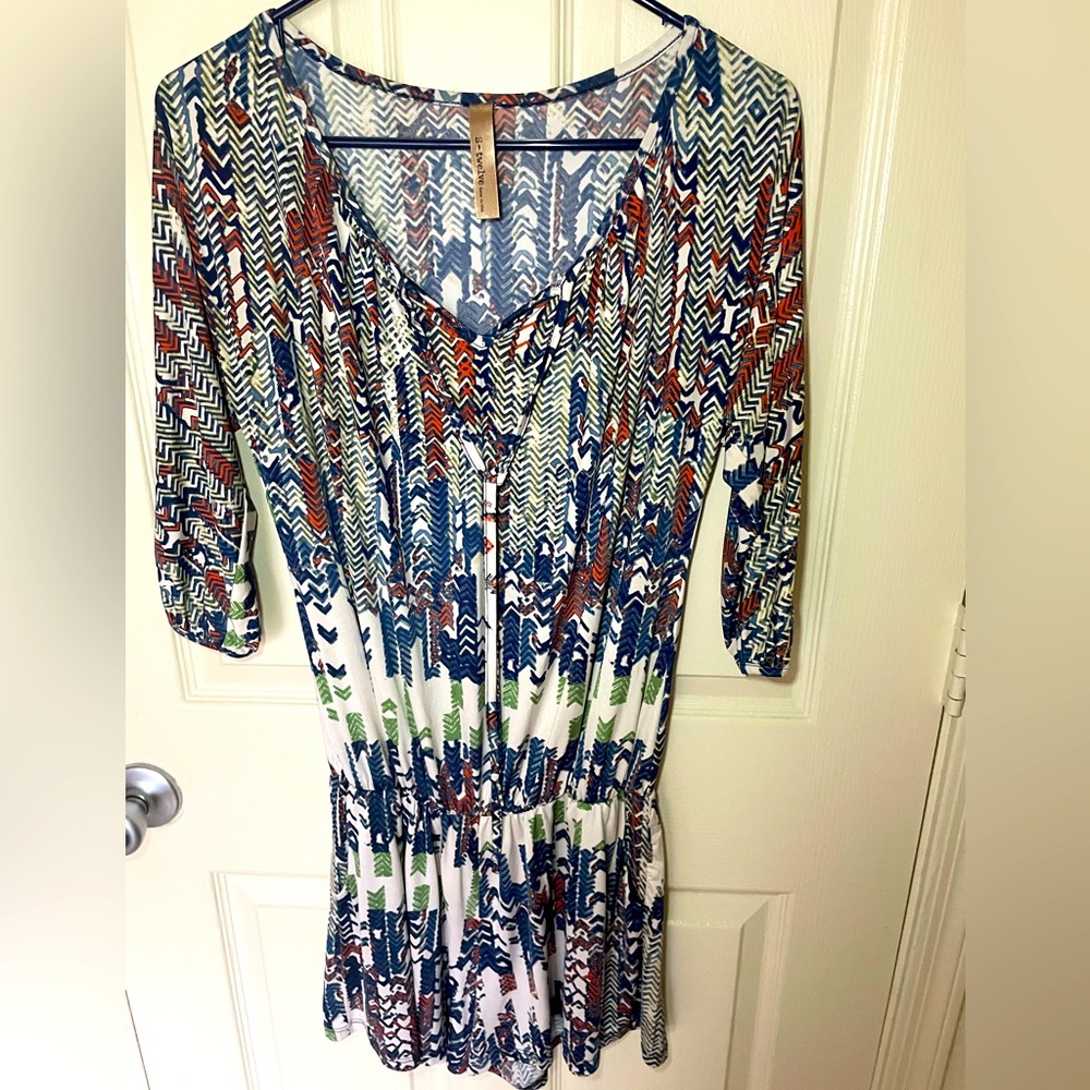 Multicolor Patterned Dress